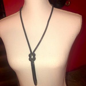 Serpent Knot Long Necklace Chrome Gunmetal Snake